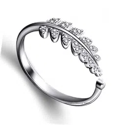 University Trendz Silver Plated Adjustable Leaf Women's and Girls Alloy Crystal Silver Plated Ring-picture-13