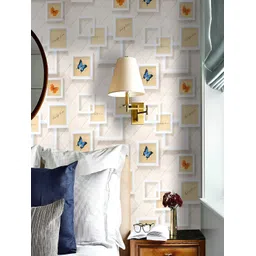 Univocean Beige & White Butterfly Self Adhesive Waterproof Removable 3D Wallpaper image 1