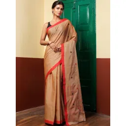 Unnati Silks Beige Cotton Woven Saree With Unstitched Blouse-picture-31