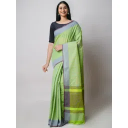 Unnati Silks Green Cotton Woven Saree With Unstitched Blouse-picture-24