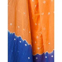 Unnati Silks Women Orange & Blue Printed Pure Cotton Shibori Dupatta image 3