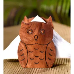 Handcrafted Brown Colour Sheesham Wood Tissue Holder by Unravel India-picture-36