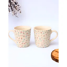 Unravel India Beige & Red 2 Pieces Floral Printed Ceramic Mugs-picture-18