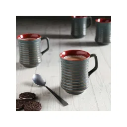 Unravel India Black & Brown Ceramic Coffee Cup - Set of 6-picture-14