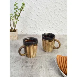 Unravel India Brown Ceramic Coffee Mug - Set of 2-picture-25