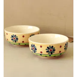 unravel india Flower Petals 250ml Multicolour Ceramic (Set of 2) Serving Bowls-picture-17