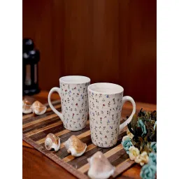 Unravel India Flower Petals Multicolor Ceramic Coffee Mug - Set of 2 image 1