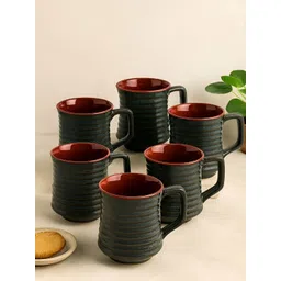 Unravel India Grey & Maroon Handcrafted and Hand Painted Printed Ceramic Glossy Mugs Set of Cups and Mugs-picture-30