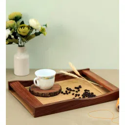 unravel india Handcrafted Brown Mango Wood Serving Tray-picture-38