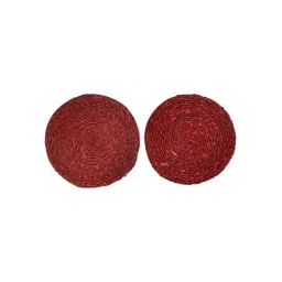 Unravel India Red Sabai Grass Dish Coaster - Set of 2 image 2