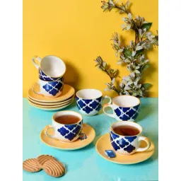 Unravel India White & Blue Ceramic Tea Sets-picture-23