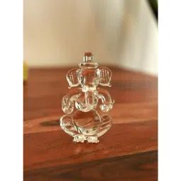 Unravel India White Handcrafted Transparent Glass Lord Ganesha Art Piece-picture-10