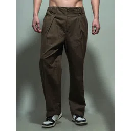 UNRL Men Pure Cotton Loose Fit High-Rise Regular Trousers-picture-38