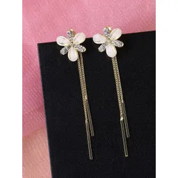 Unwind by Yellow Chimes Gold-Plated & White Contemporary Drop Earrings-picture-43