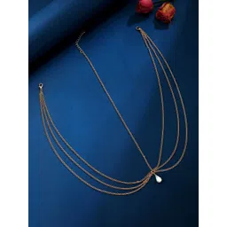 Unwind by Yellow Chimes Gold-Plated Stone-Studded Multi-Layer Head Chain-picture-16