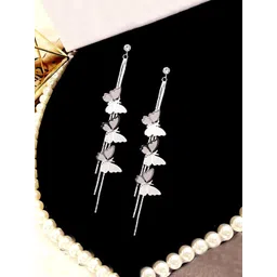 Unwind by Yellow Chimes Silver-Toned Butterfly Dangler Earrings-picture-28