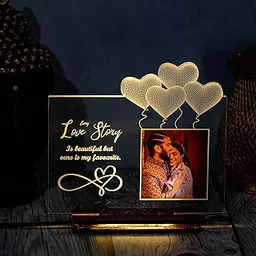 UPAHARAM Personalized Gift Couple Premium Acrylic Cutout LED Table Lamp - | Customized Table Top Night Light Valentine Gifting for Birthday, Anniversary, Wedding, Marriage, Wife Husband (Heart)-picture-19