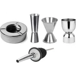 upalabdh Combo Bar Set for Home Hotel 1 PCs Ashtray, 1 PCs Peg Measure 30/60 ml, 1 PCs Bidding Peg Measure 30/60 ml, 1 PCs Damru Shape Peg Measure 30/60, 1 PCs Pourer 5 - Piece Bar Set-picture-12