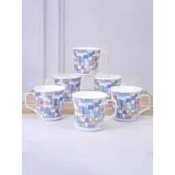 UPC White & Blue Floral Printed Ceramic Glossy Cups Set of Cups and Mugs-picture-14