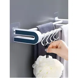 upkaranwale Blue & White Wall Mounted Adhesive Towel Rack Rail-image-11