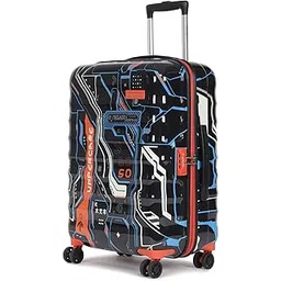 uppercase Cyber Punk 66Cm Polycarbonate Hardsided 8 Wheel Spinner Trolley Bag With Combination Lock For Men And Women, Check-In Luggage, 2000 Days Warranty (Black)-picture-10
