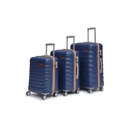 Uppercase Striker Dark Blue Textured Hard Trolley Bag - Set of 3-picture-28