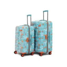 Uppercase Teal Blue Printed Hard Cabin Trolley Bag Medium And Large-picture-14