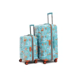 Uppercase Teal Blue Printed Hard Cabin Trolley Bag Small And Large-picture-40