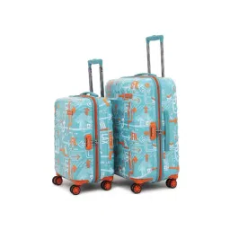 Uppercase Teal Blue Printed Hard Cabin Trolley Bag Small And Medium-picture-38