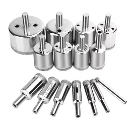 uptodatetools Diamond Drill Bit Set Masonry Round 6 to 50 mm Dia. Range Diamond-Coated Steel Silver (Set of 15 Pcs)-image-6