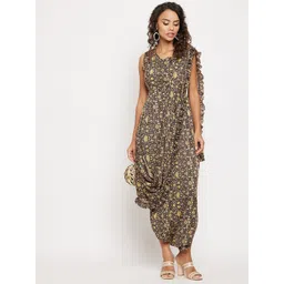 Uptownie Lite Printed V-Neck Ankle Length Ethnic Sleeveless Basic Jumpsuit With Dupatta-picture-30