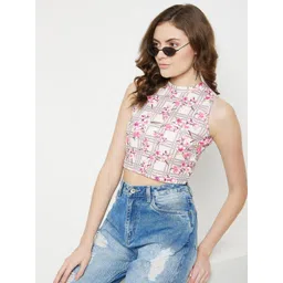 Uptownie Lite Women Stretchable High Neck Crop Top-picture-17