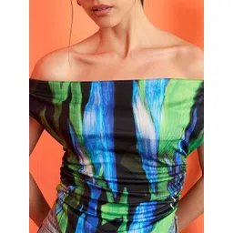 Uptownie Women Off-Shoulder Abstract Print Crop Top image 2