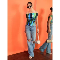 Uptownie Women Off-Shoulder Abstract Print Crop Top image 4