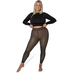 upyoga A Plus Size Translucent Fleece High Rise Fitted Leggings For Women | Warm, Breathable & Stylish Winter Wear | Ideal For Layering Under Dresses | (Large To 3Xl)-picture-33
