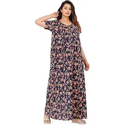 urali Women's Printed 100% Cotton Night Gown-picture-30