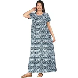 urali Women's Printed 100% Cotton Night Gown - S465A-picture-29