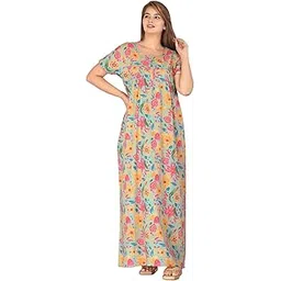 urali Women's Printed 100% Cotton Night Gown - S476A-picture-28