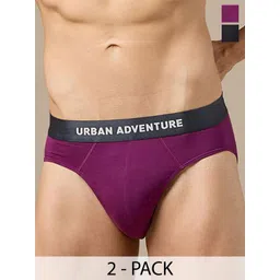 URBAN ADVENTURE Men Pack Of 2 Anti Bacterial Basic Briefs 2UAM-005-B(WINE-BLACK)-picture-22