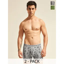 URBAN ADVENTURE Pack Of 2 Printed Moisture Wicking Trunks 2UAM-015-P(GRN-LT GRY)-picture-25