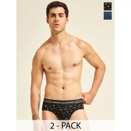 URBAN ADVENTURE Pack Of 2 Printed Ultra Soft Basic Briefs 2UAM-014-P(BLK-NVY)-picture-22