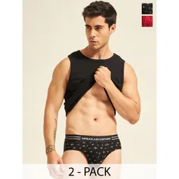 URBAN ADVENTURE Pack Of 2 Printed Ultra Soft Basic Briefs 2UAM-014-P(BLK-RED)-picture-24