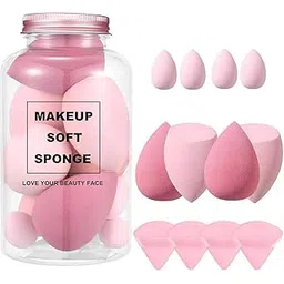 URBAN BOX Makeup Sponge Set Beauty Blender with Egg Case,Makeup Sponges Set is suitable with Liquid & Creams | Sponge makeup is for all Skin Types Latex Free Wet and Dry Makeup (color may vary 4 Big + 4 Mini + 4 Trangle -12Pcs set )-image-45