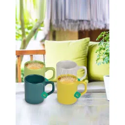 Urban Chef Multicolor Ceramic Droite Handcrafted Microwave Safe Cup - Set of 4-picture-47