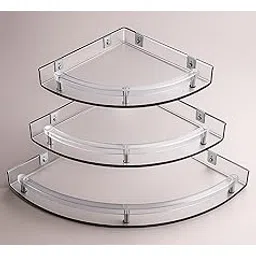 Urban Elite Acrylic Bathroom Shelves Set of 3 – Unbreakable Transparent Corner Wall Shelves (8", 10", 12") for Bathroom, Kitchen & Home Storage-picture-32