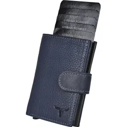urban forest Men Blue Genuine Leather RFID Card Holder - Mini-picture-12