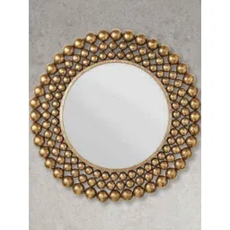 Urban Hamlet Gold Toned Textured Round Designd Wall Mirror-picture-12