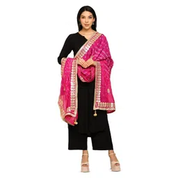 URBAN KANYA Bandhani Dyed Silk Dupatta With Gotta Patti-picture-28