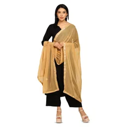 URBAN KANYA Floral Embroidered Chiffon Dupatta With Gotta Patti-picture-15