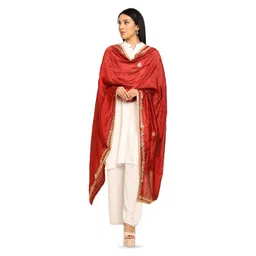 URBAN KANYA Floral Embroidered Gotta Patti Silk Dupatta-picture-10